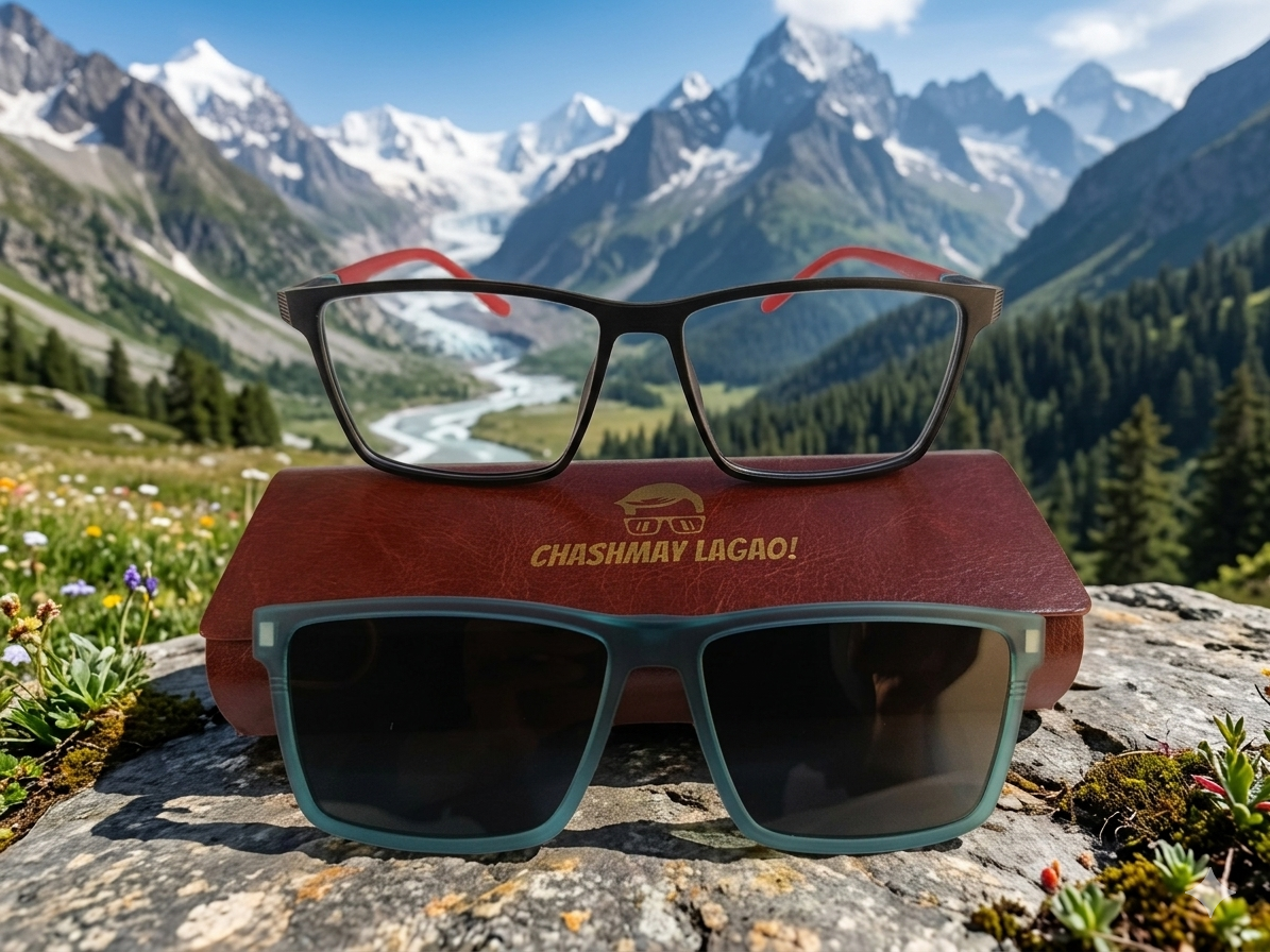 The Ultimate 2 in 1 Pro Sunglasses  + Transparent Glasses - Red Green (Brand Case Included)