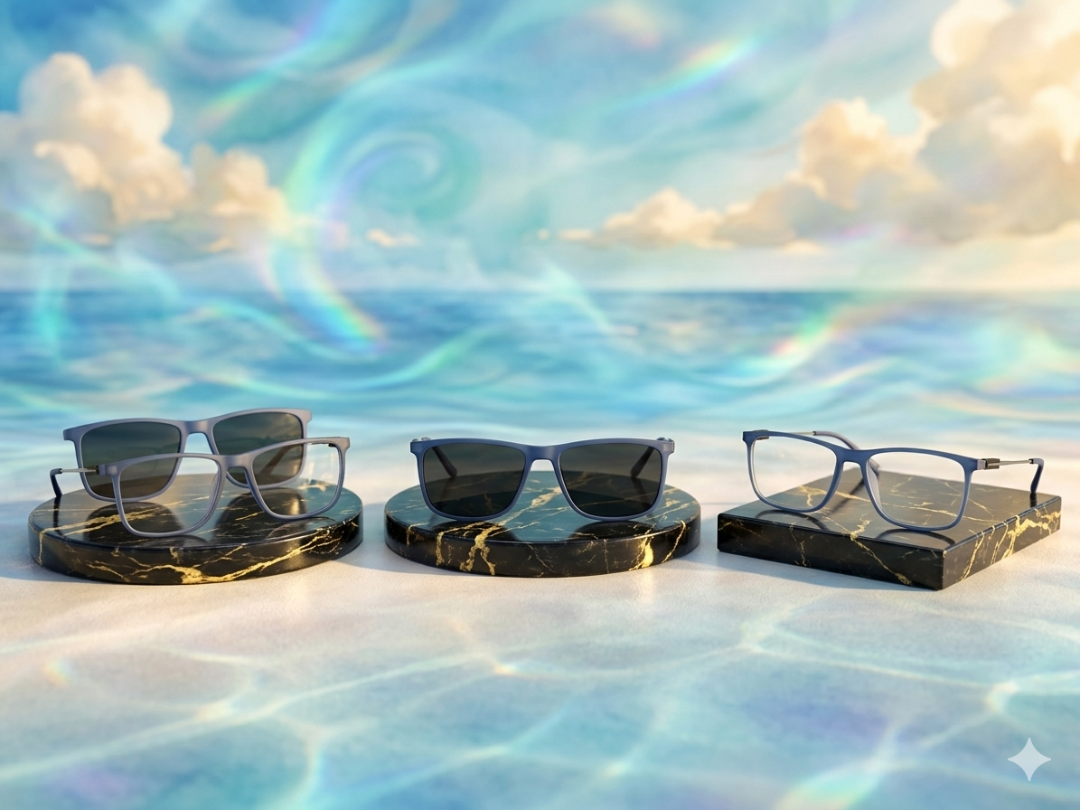The Ultimate 2 in 1 Pro BLUE Sunglasses  + Transparent Glasses -  (Brand Case Included)
