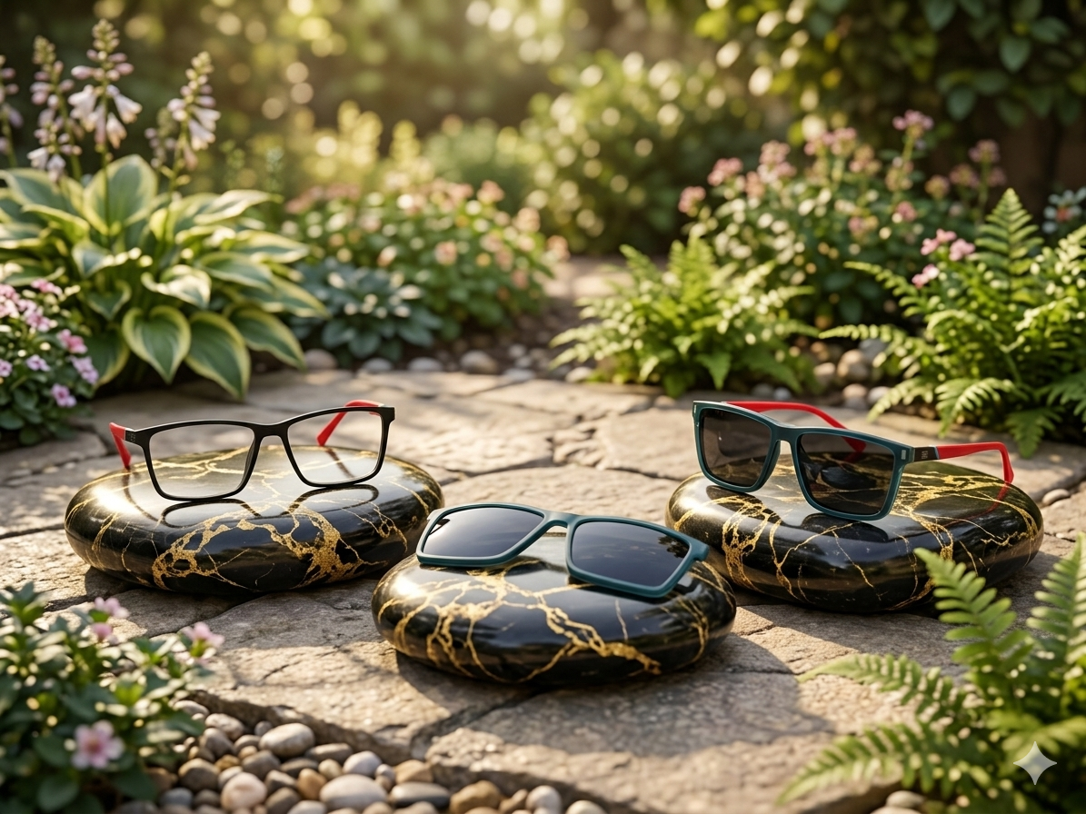 The Ultimate 2 in 1 Pro Sunglasses  + Transparent Glasses - Red Green (Brand Case Included)