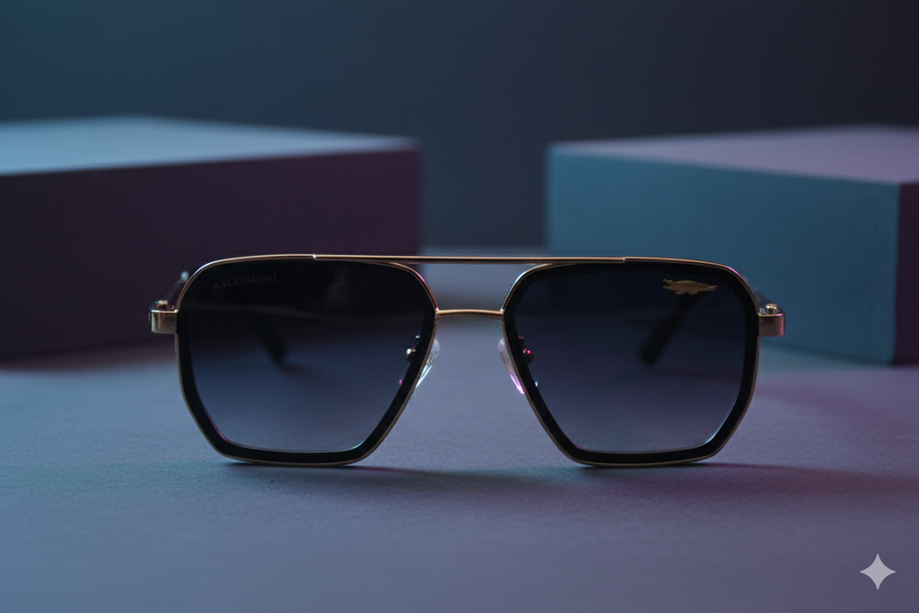 Lacoste - Gold Frame Black - Chashmay Lagao - Sunglasses (Brand Case Included)