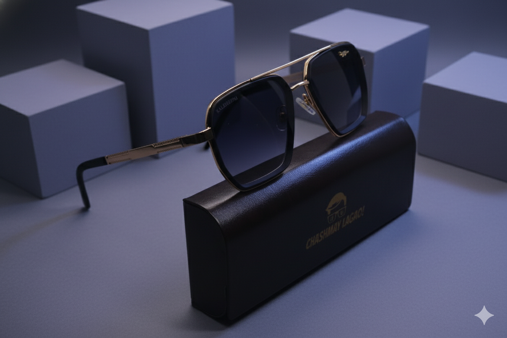 Lacoste - Gold Frame Black - Chashmay Lagao - Sunglasses (Brand Case Included)